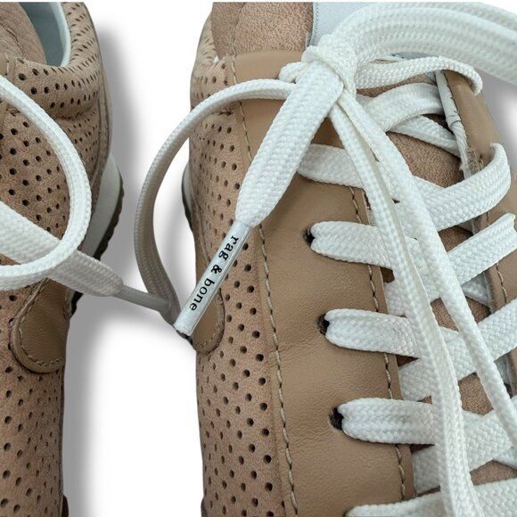 rag & bone Retro Runner Honey Beige Leather Aerated Sneakers 37.5 - Picture 3 of 5